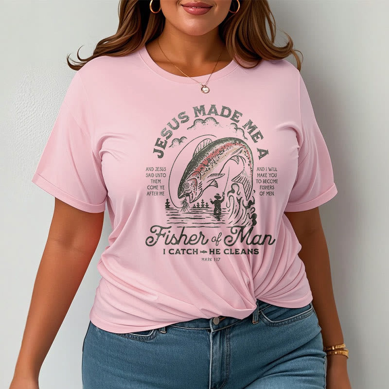 Christianartworkshop T-Shirt im Zitat-Stil „Jesus machte mich zum Menschenfischer“, kurzärmlig, gewaschen