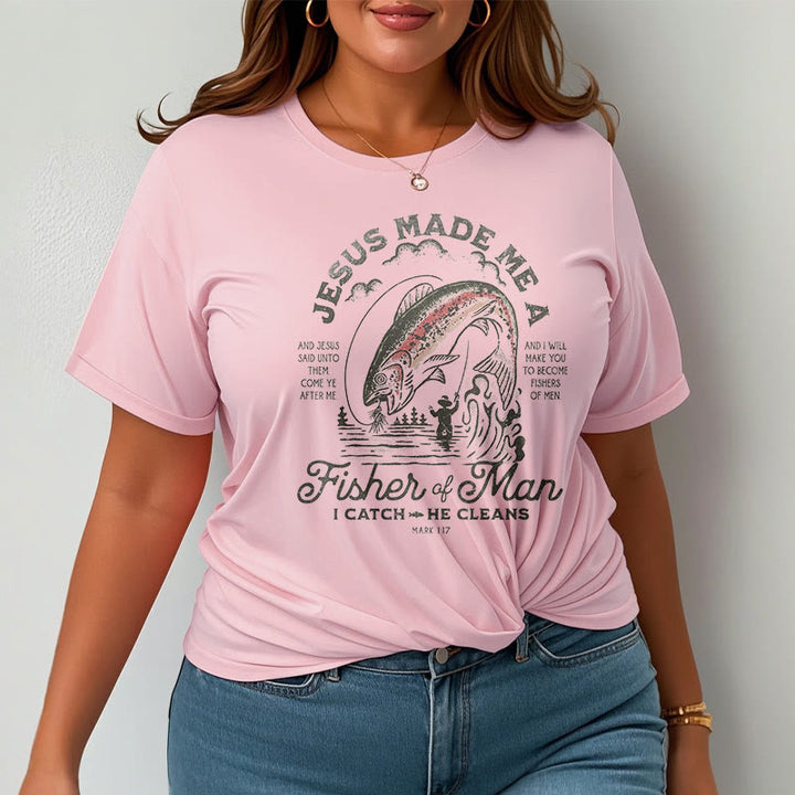 Christianartworkshop T-Shirt im Zitat-Stil „Jesus machte mich zum Menschenfischer“, kurzärmlig, gewaschen