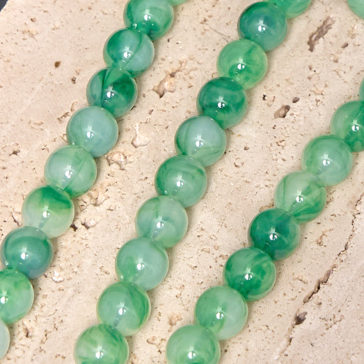 Christianartworkshop Rosenkranz mit dem Unbefleckten Herzen Mariens und Kruzifix, rund, 10 mm, grüne Acryl-Nylonschnur