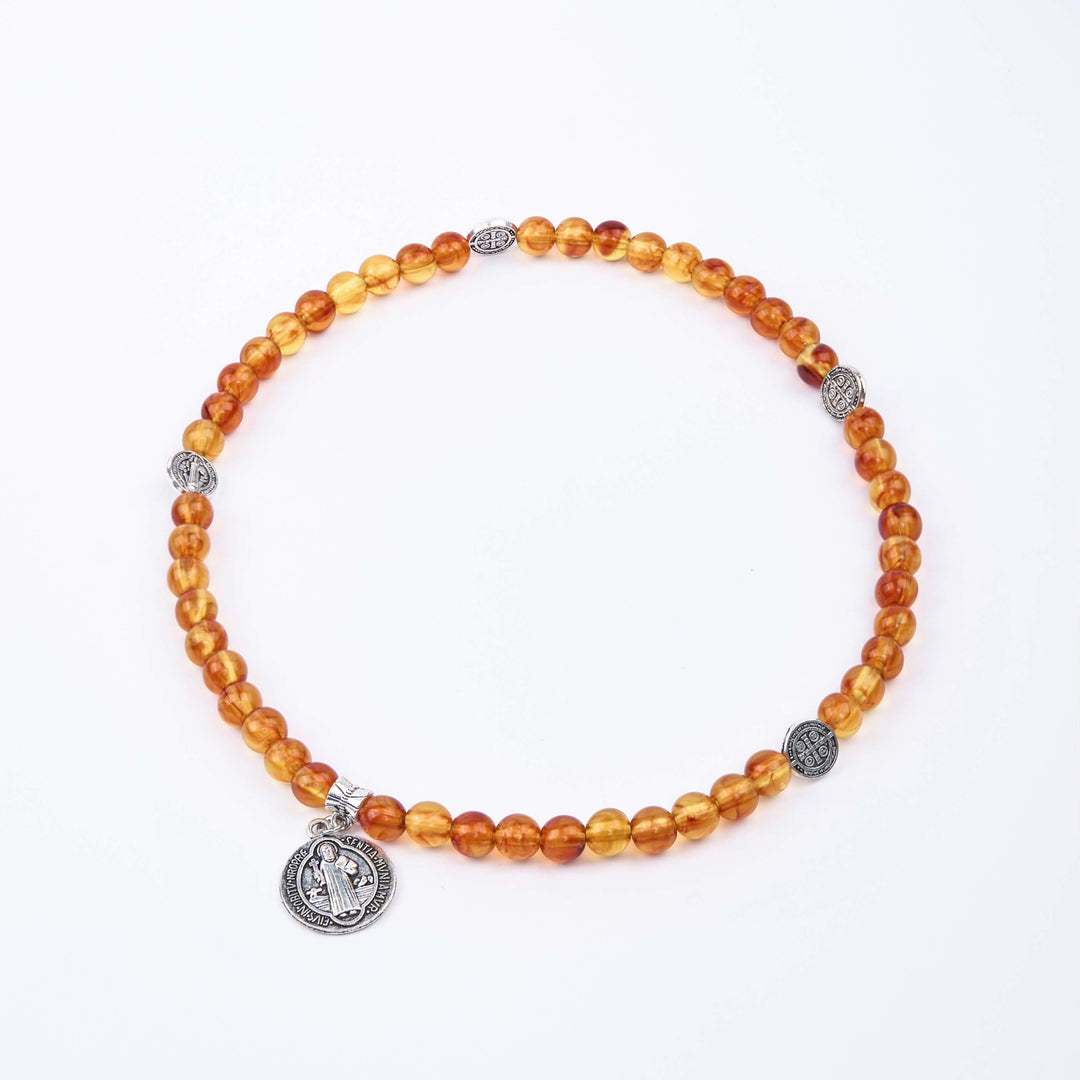 Christianartworkshop Rosenkranz-Armband im klassischen Stil mit der Medaille des Heiligen Benedikt