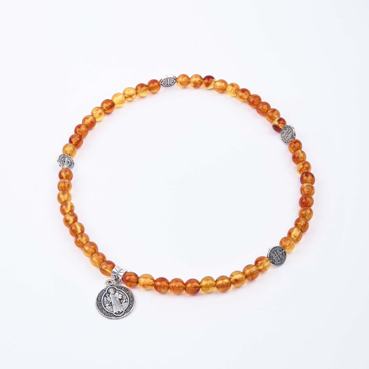 Christianartworkshop Rosenkranz-Armband im klassischen Stil mit der Medaille des Heiligen Benedikt
