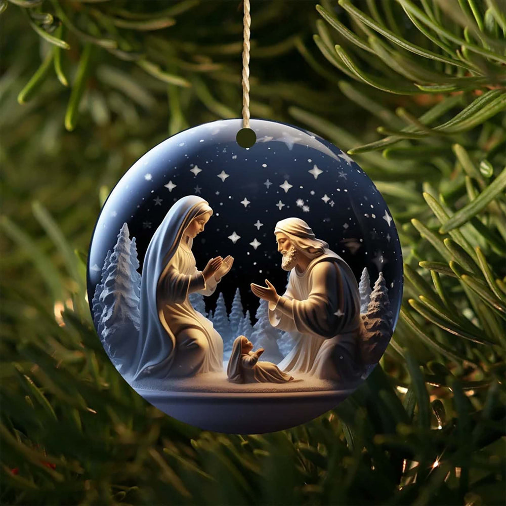Christianartworkshop Klassischer farbiger Acryl-Krippenanhänger „Heilige Nacht“, Weihnachtskrippe, hängende Ornamente - image 1