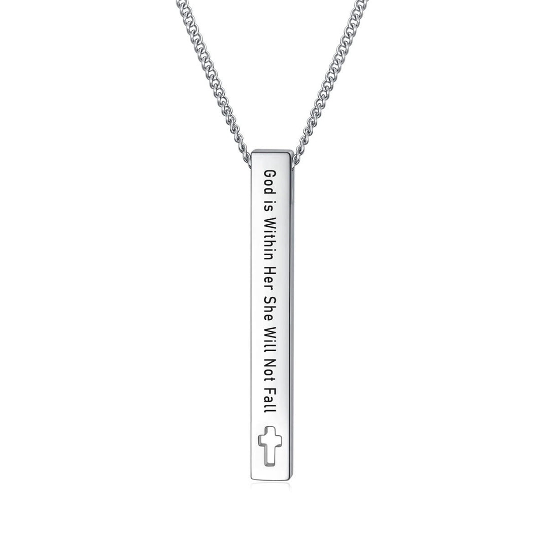 Christianartworkshop Halskette mit Anhänger im minimalistischen Designstil mit Bibelvers, Stärke, Glaube und Inspiration (8 Verse) - Gott ist in ihr, sie wird nicht fallen - image 8