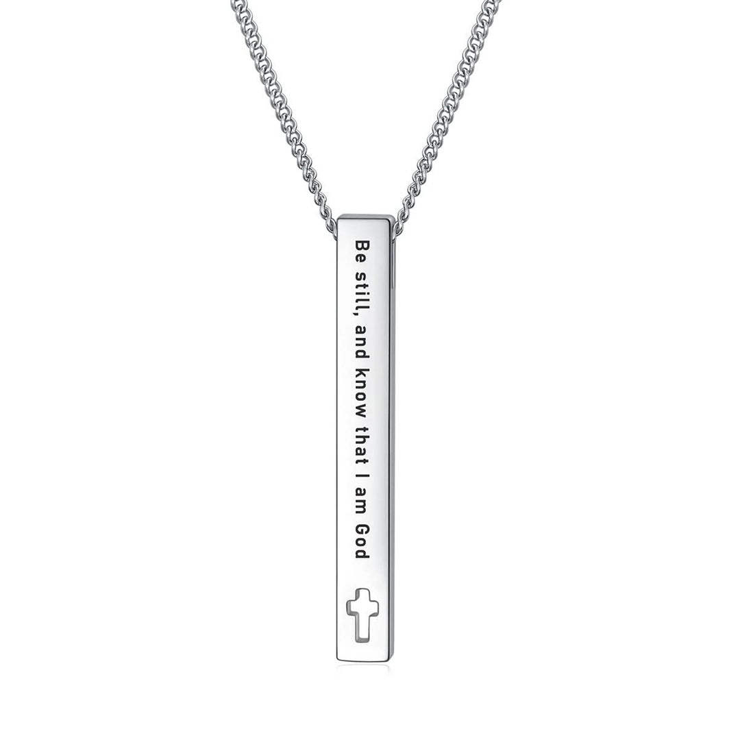 Christianartworkshop Halskette mit Anhänger im minimalistischen Designstil mit Bibelvers, Stärke, Glaube und Inspiration (8 Verse) - Sei still und wisse, dass ich Gott bin - image 6