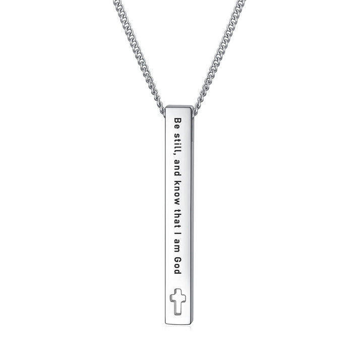Christianartworkshop Halskette mit Anhänger im minimalistischen Designstil mit Bibelvers, Stärke, Glaube und Inspiration (8 Verse) - Sei still und wisse, dass ich Gott bin - image 6