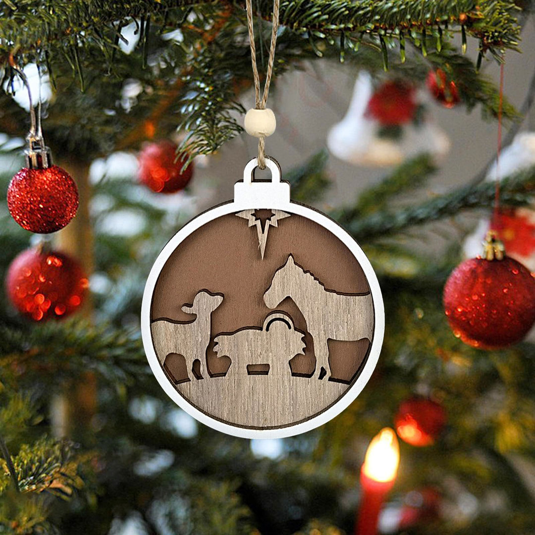 Christianartworkshop Krippenanhänger im minimalistischen Stil, Lammfigur aus Holz, Weihnachtskrippe, hängende Ornamente - Weihnachtskrippe - image 0