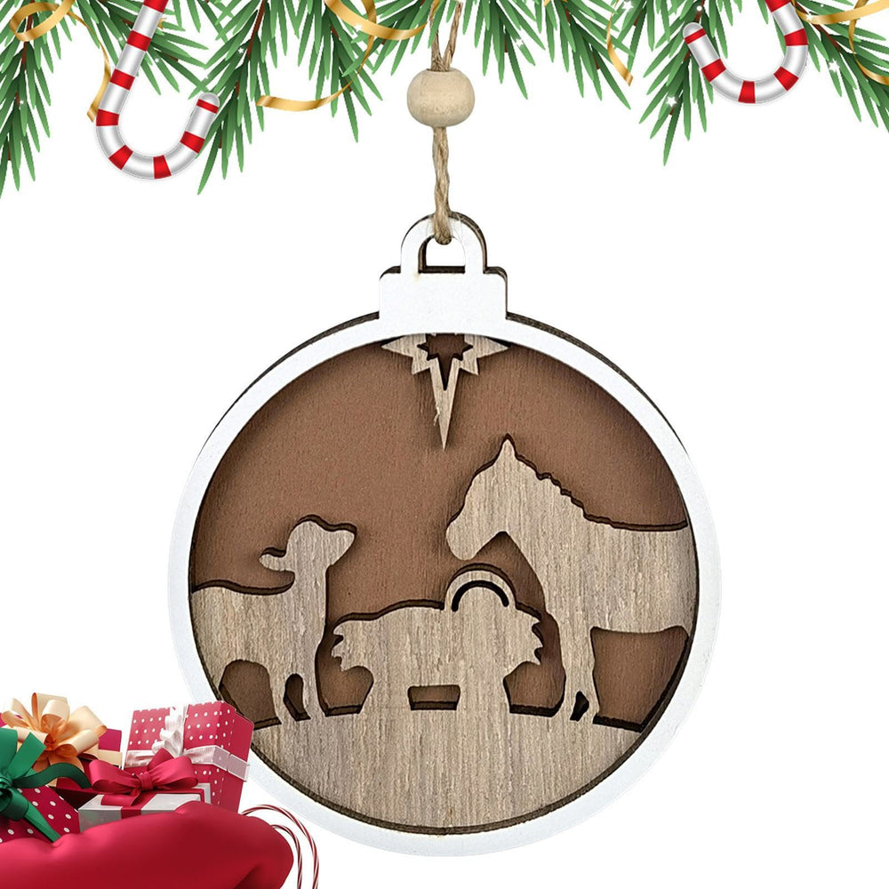Christianartworkshop Krippenanhänger im minimalistischen Stil, Lammfigur aus Holz, Weihnachtskrippe, hängende Ornamente - image 1