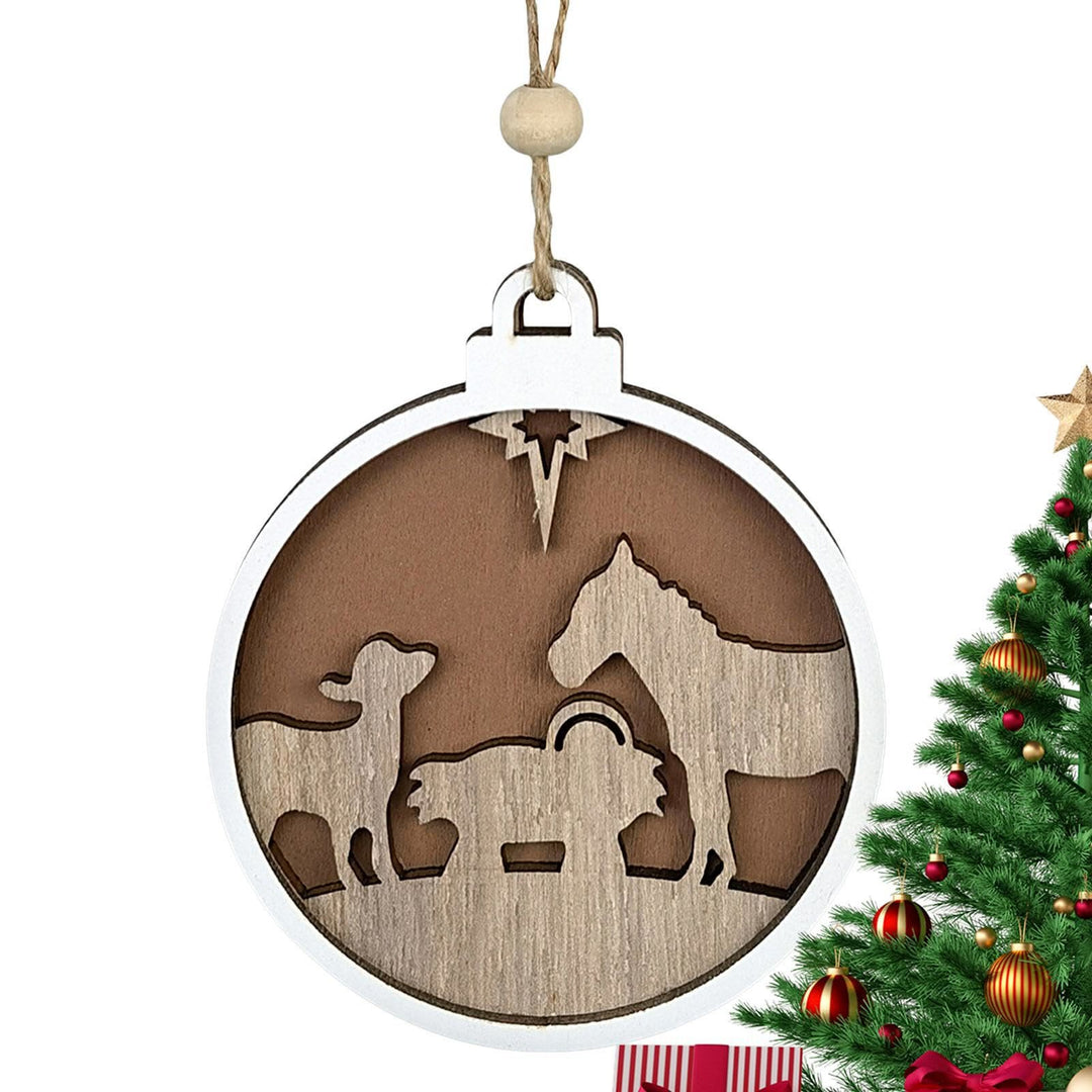 Christianartworkshop Krippenanhänger im minimalistischen Stil, Lammfigur aus Holz, Weihnachtskrippe, hängende Ornamente - image 2