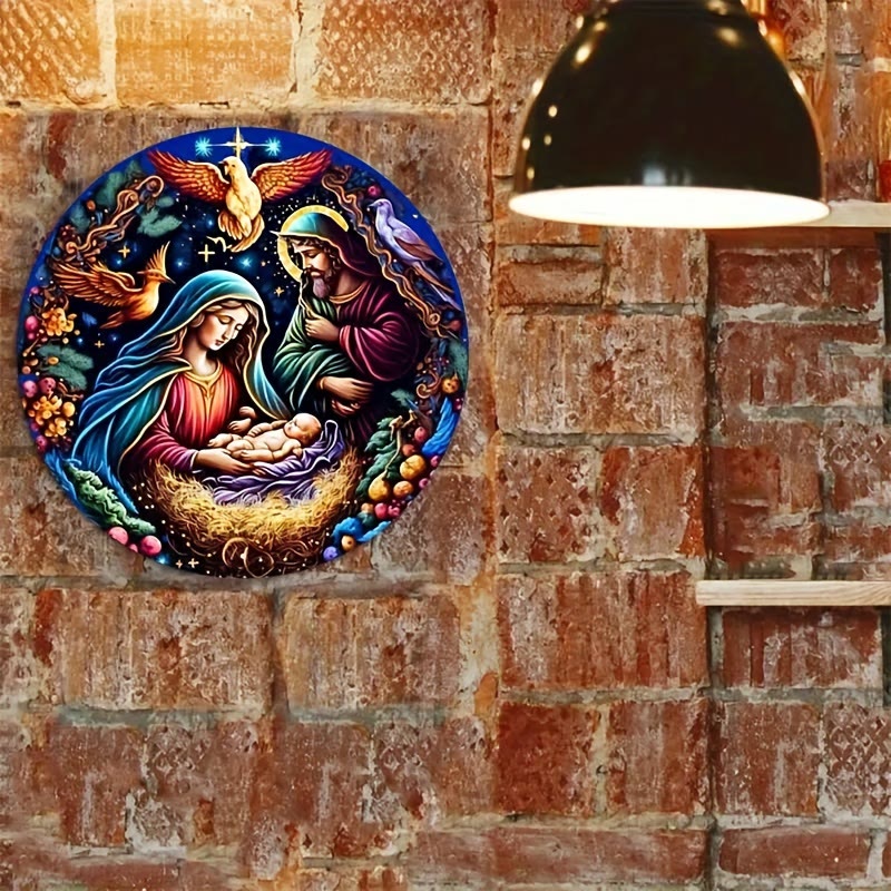 Christianartworkshop Klassische farbige Krippe im Stil von Engeln und Vögeln, Weihnachtskrippe, hängende Ornamente - image 4