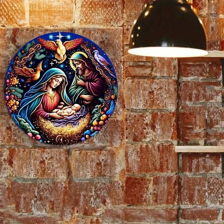 Christianartworkshop Klassische farbige Krippe im Stil von Engeln und Vögeln, Weihnachtskrippe, hängende Ornamente - image 4