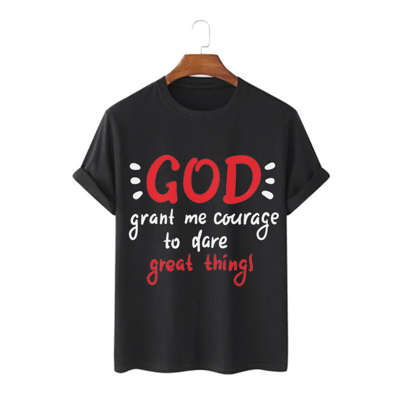 Christianartworkshop T-Shirt mit Zitat-Stil „Gott gibt mir Mut“ – kurzärmlig, gewaschen