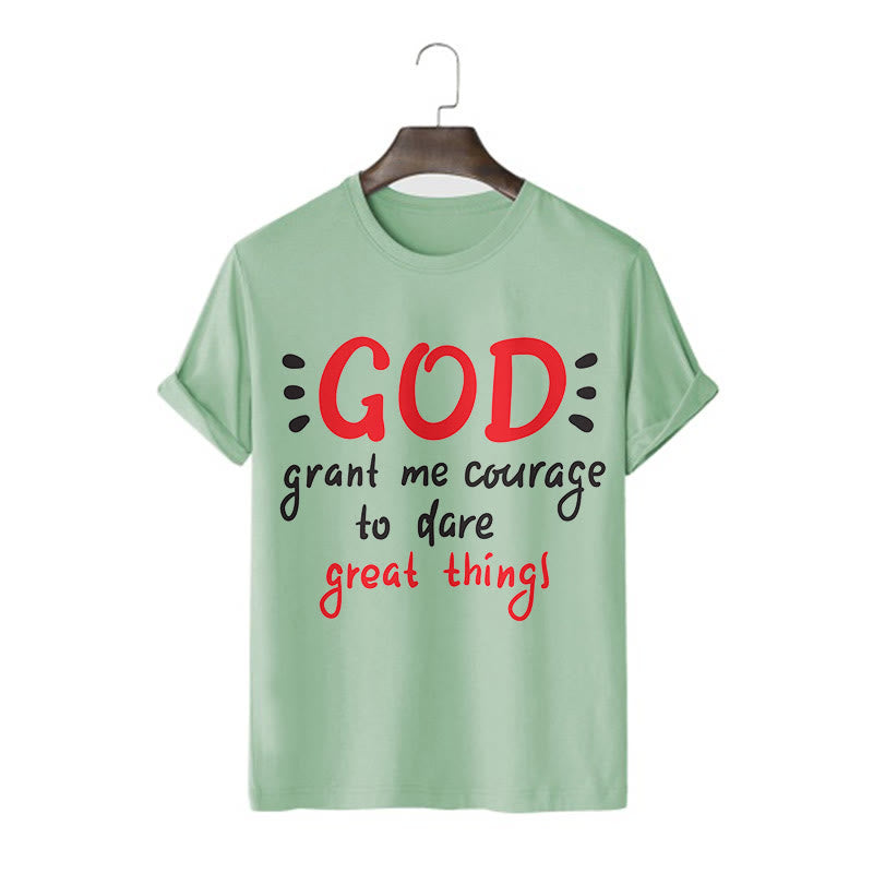 Christianartworkshop T-Shirt mit Zitat-Stil „Gott gibt mir Mut“ – kurzärmlig, gewaschen