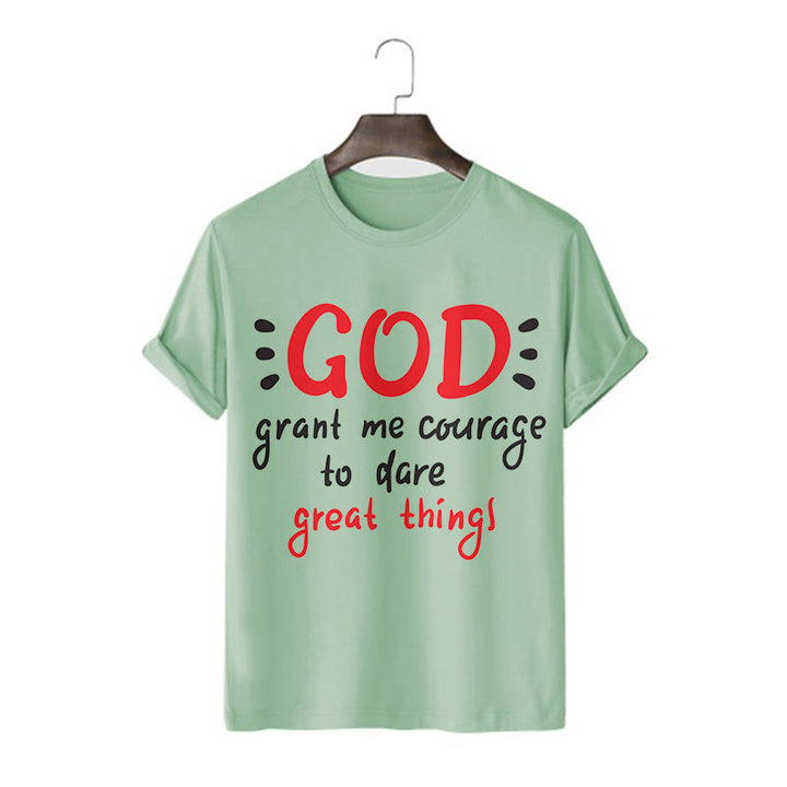 Christianartworkshop T-Shirt mit Zitat-Stil „Gott gibt mir Mut“ – kurzärmlig, gewaschen