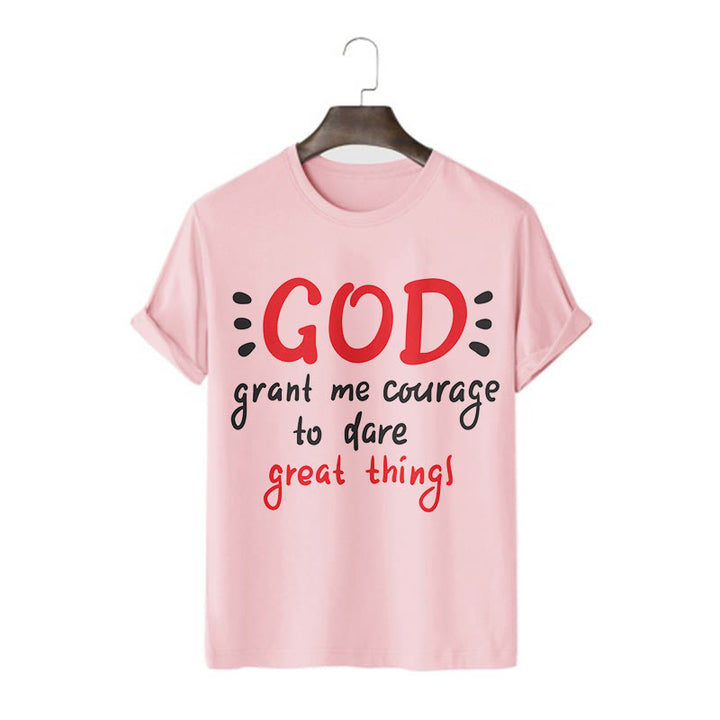 Christianartworkshop T-Shirt mit Zitat-Stil „Gott gibt mir Mut“ – kurzärmlig, gewaschen