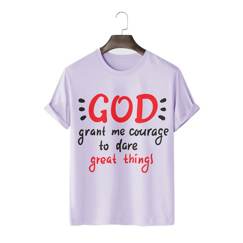 Christianartworkshop T-Shirt mit Zitat-Stil „Gott gibt mir Mut“ – kurzärmlig, gewaschen