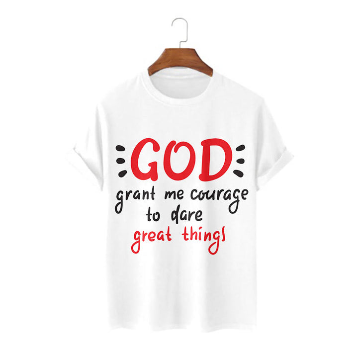 Christianartworkshop T-Shirt mit Zitat-Stil „Gott gibt mir Mut“ – kurzärmlig, gewaschen
