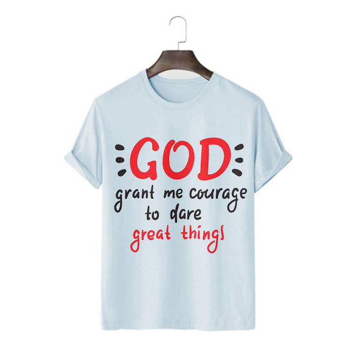 Christianartworkshop T-Shirt mit Zitat-Stil „Gott gibt mir Mut“ – kurzärmlig, gewaschen