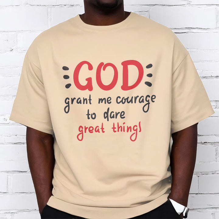 Christianartworkshop T-Shirt mit Zitat-Stil „Gott gibt mir Mut“ – kurzärmlig, gewaschen