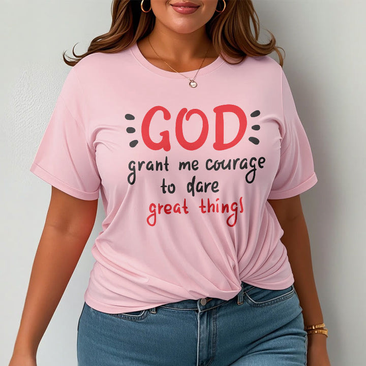 Christianartworkshop T-Shirt mit Zitat-Stil „Gott gibt mir Mut“ – kurzärmlig, gewaschen