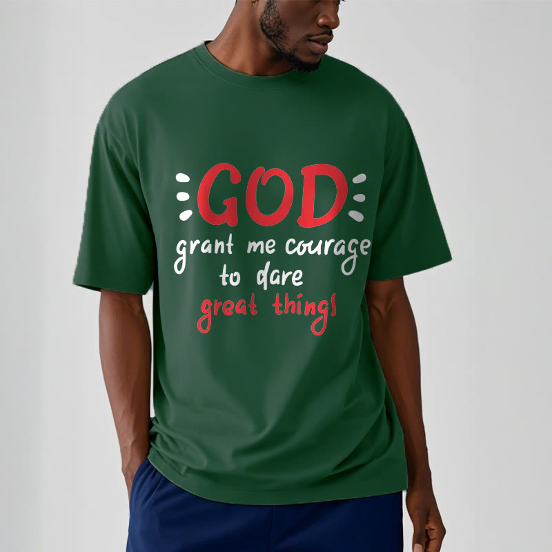 Christianartworkshop T-Shirt mit Zitat-Stil „Gott gibt mir Mut“ – kurzärmlig, gewaschen