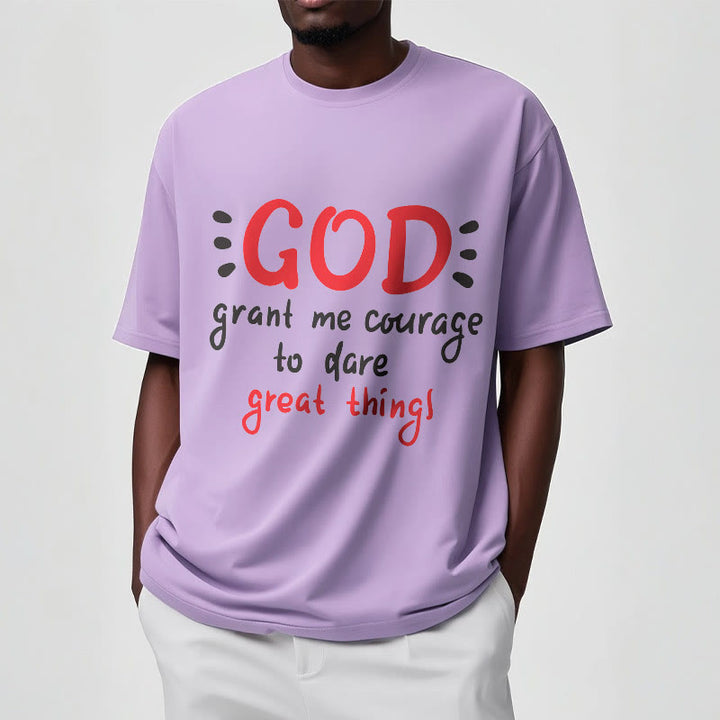 Christianartworkshop T-Shirt mit Zitat-Stil „Gott gibt mir Mut“ – kurzärmlig, gewaschen