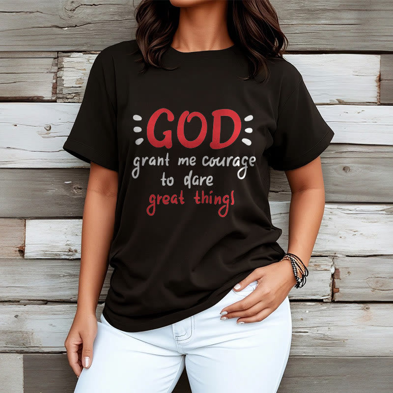 Christianartworkshop T-Shirt mit Zitat-Stil „Gott gibt mir Mut“ – kurzärmlig, gewaschen