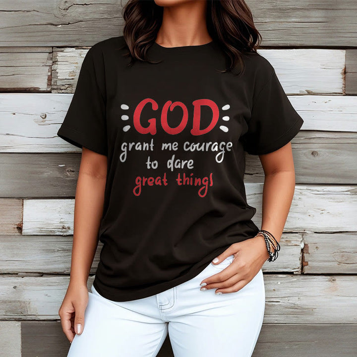 Christianartworkshop T-Shirt mit Zitat-Stil „Gott gibt mir Mut“ – kurzärmlig, gewaschen