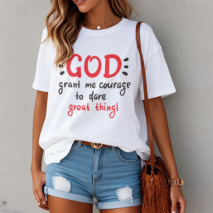 Christianartworkshop T-Shirt mit Zitat-Stil „Gott gibt mir Mut“ – kurzärmlig, gewaschen