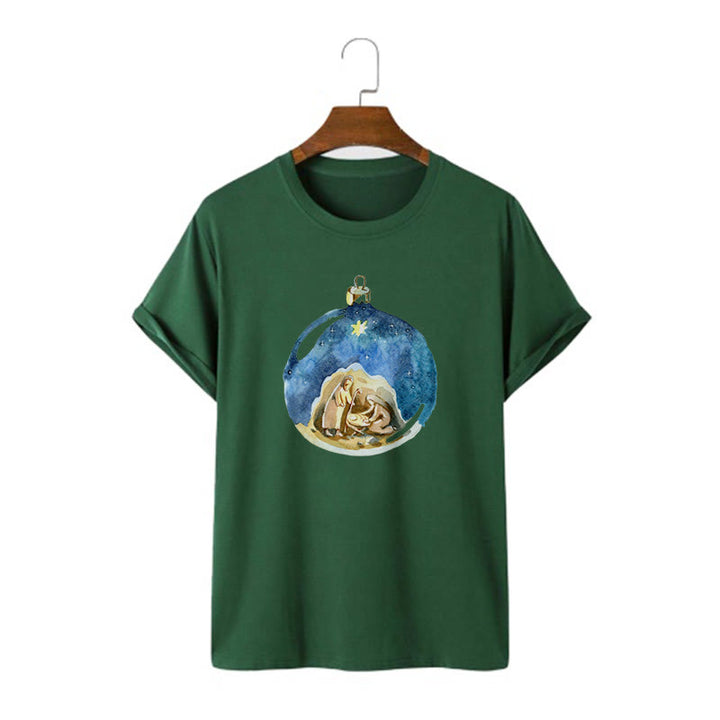 Christianartworkshop T-Shirt mit Weihnachtskrippe im Cartoon-Stil, kurzärmlig, gewaschen