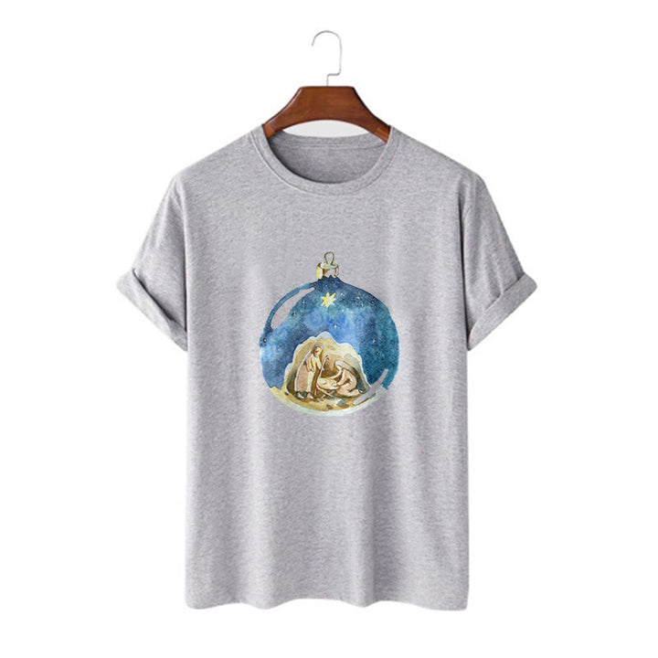 Christianartworkshop T-Shirt mit Weihnachtskrippe im Cartoon-Stil, kurzärmlig, gewaschen