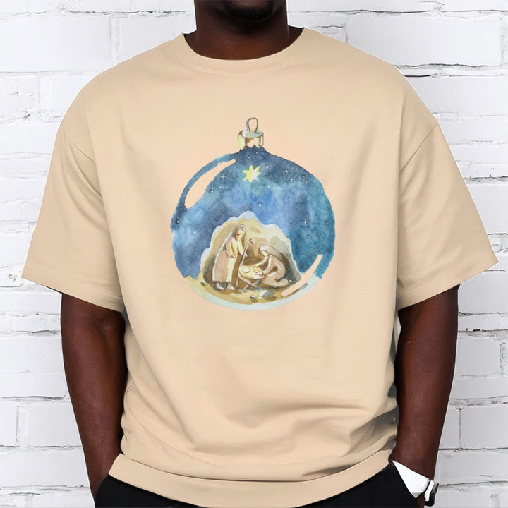 Christianartworkshop T-Shirt mit Weihnachtskrippe im Cartoon-Stil, kurzärmlig, gewaschen