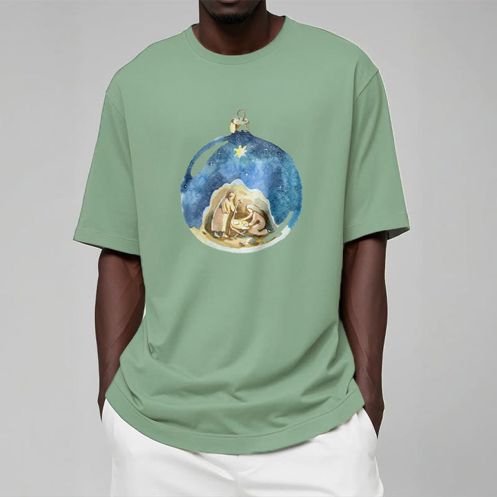 Christianartworkshop T-Shirt mit Weihnachtskrippe im Cartoon-Stil, kurzärmlig, gewaschen