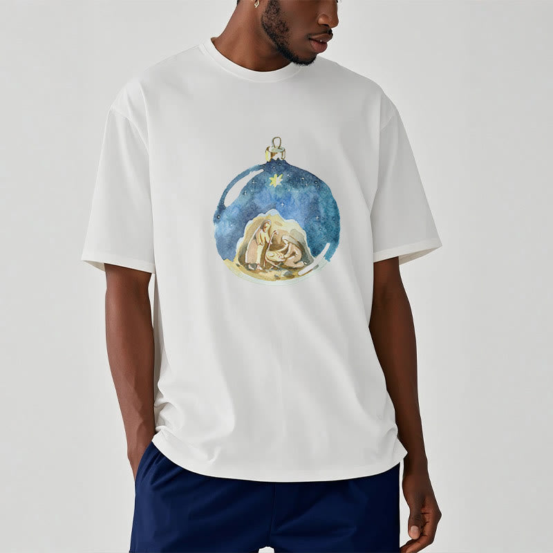Christianartworkshop T-Shirt mit Weihnachtskrippe im Cartoon-Stil, kurzärmlig, gewaschen