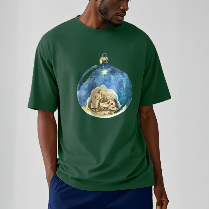 Christianartworkshop T-Shirt mit Weihnachtskrippe im Cartoon-Stil, kurzärmlig, gewaschen