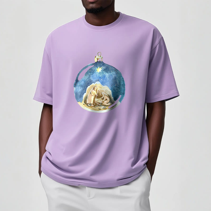 Christianartworkshop T-Shirt mit Weihnachtskrippe im Cartoon-Stil, kurzärmlig, gewaschen