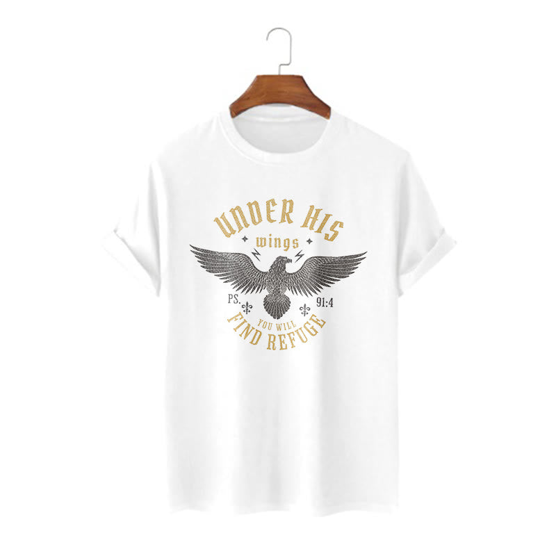 Christianartworkshop Modern Style Unter seinen Flügeln findest du Zuflucht Kurzarm-T-Shirt - Weiß - 2XL - image 2
