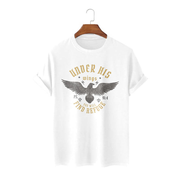 Christianartworkshop Modern Style Unter seinen Flügeln findest du Zuflucht Kurzarm-T-Shirt - Weiß - 2XL - image 2