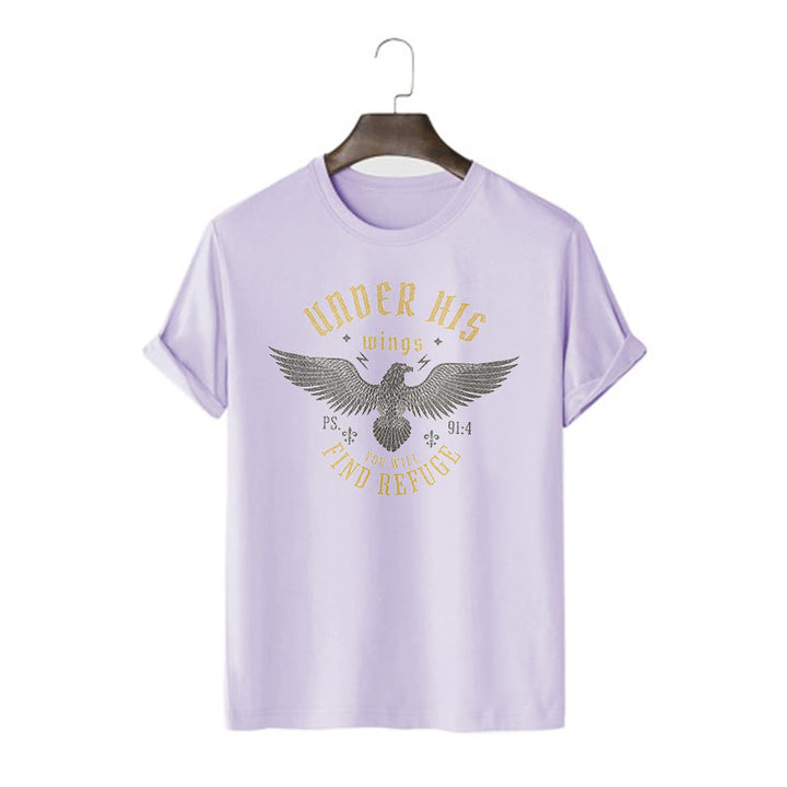 Christianartworkshop Modern Style Unter seinen Flügeln findest du Zuflucht Kurzarm-T-Shirt - Lila - 2XL - image 13