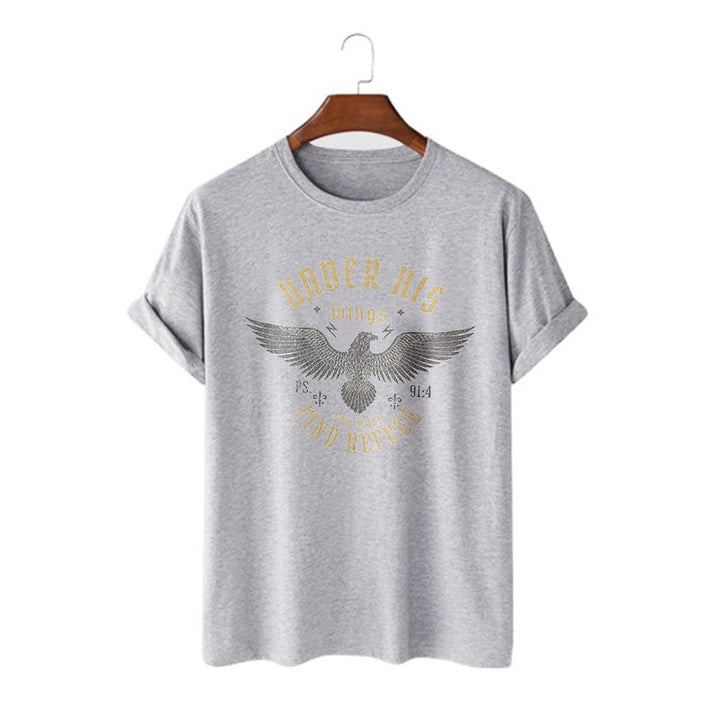 Christianartworkshop Modern Style Unter seinen Flügeln findest du Zuflucht Kurzarm-T-Shirt - Grau - 2XL - image 16
