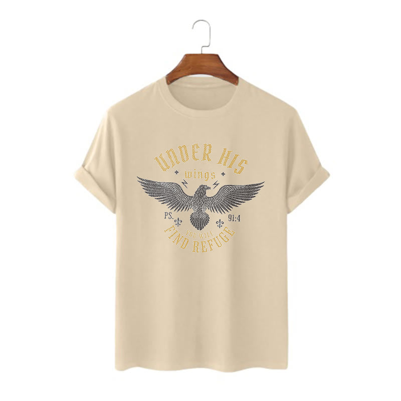 Christianartworkshop Modern Style Unter seinen Flügeln findest du Zuflucht Kurzarm-T-Shirt - Khaki - 2XL - image 5