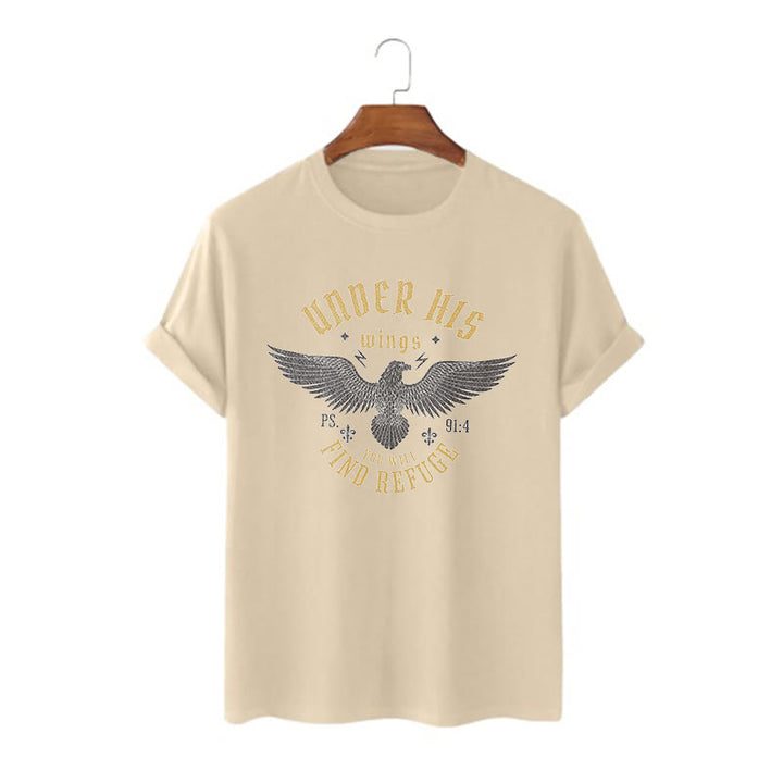 Christianartworkshop Modern Style Unter seinen Flügeln findest du Zuflucht Kurzarm-T-Shirt - Khaki - 2XL - image 5