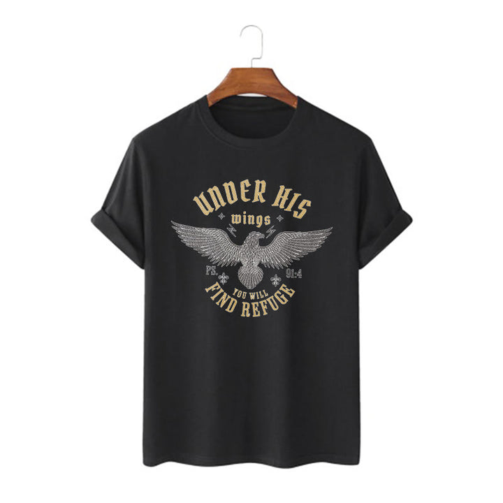 Christianartworkshop Moderner Stil Unter seinen Flügeln finden Sie Zuflucht Kurzärmeliges gewaschenes T-Shirt