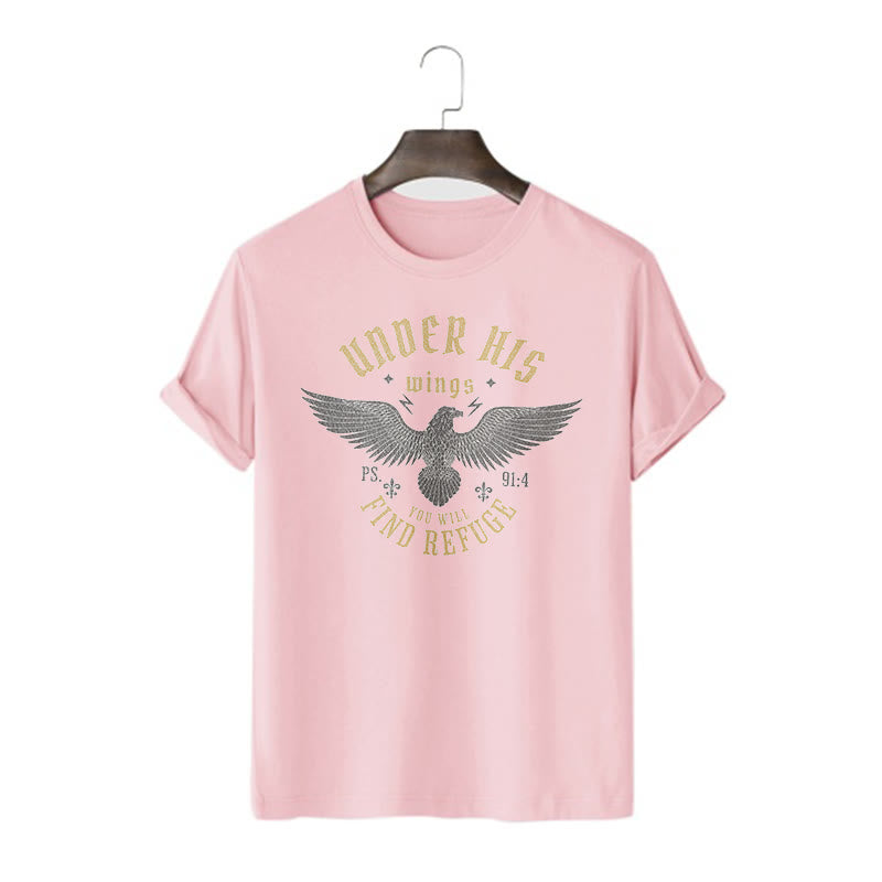 Christianartworkshop Modern Style Unter seinen Flügeln findest du Zuflucht Kurzarm-T-Shirt - Rosa - 2XL - image 11