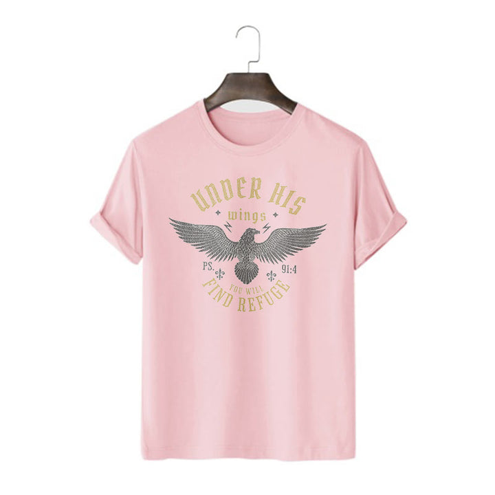 Christianartworkshop Modern Style Unter seinen Flügeln findest du Zuflucht Kurzarm-T-Shirt - Rosa - 2XL - image 11