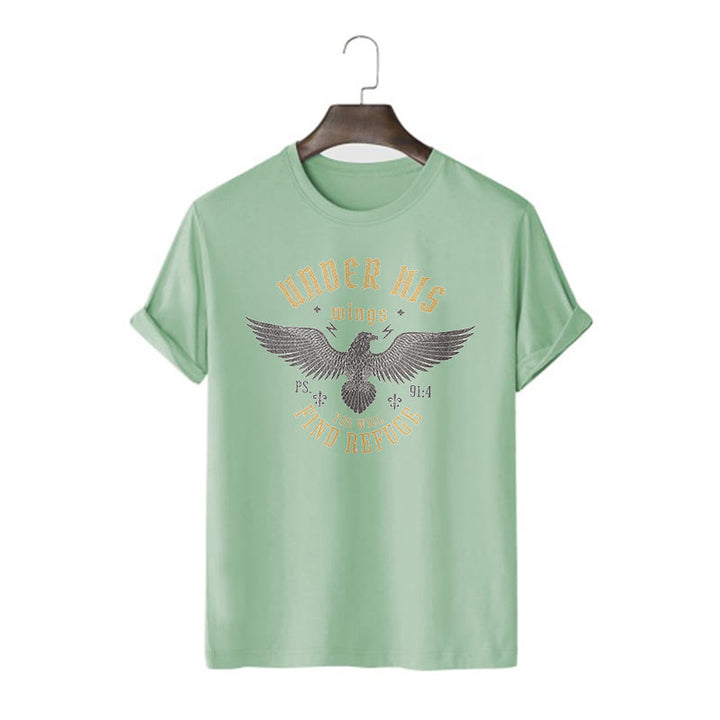 Christianartworkshop Modern Style Unter seinen Flügeln findest du Zuflucht Kurzarm-T-Shirt - Hellgrün - 2XL - image 9