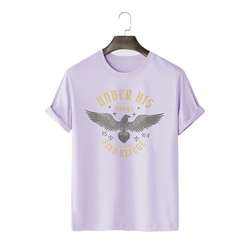 Christianartworkshop Moderner Stil Unter seinen Flügeln finden Sie Zuflucht Kurzärmeliges gewaschenes T-Shirt
