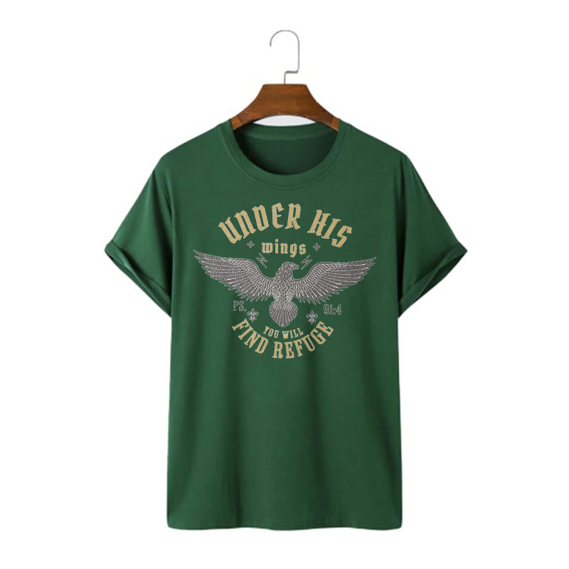 Christianartworkshop Moderner Stil Unter seinen Flügeln finden Sie Zuflucht Kurzärmeliges gewaschenes T-Shirt