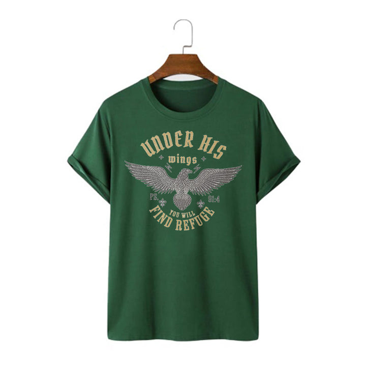 Christianartworkshop Moderner Stil Unter seinen Flügeln finden Sie Zuflucht Kurzärmeliges gewaschenes T-Shirt
