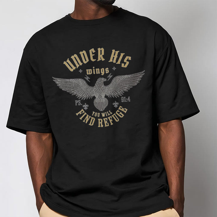 Christianartworkshop Moderner Stil Unter seinen Flügeln finden Sie Zuflucht Kurzärmeliges gewaschenes T-Shirt
