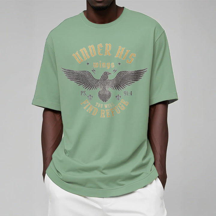 Christianartworkshop Moderner Stil Unter seinen Flügeln finden Sie Zuflucht Kurzärmeliges gewaschenes T-Shirt